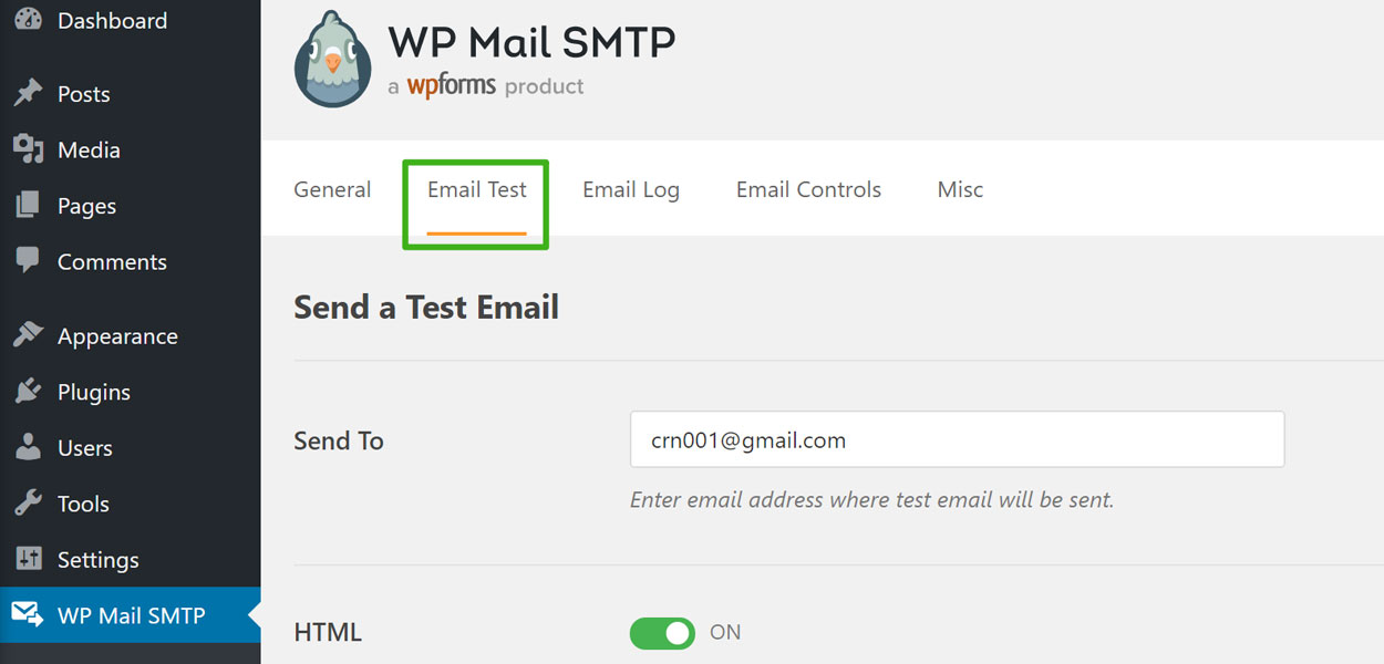 محیط کاربری افزونه WP Mail SMTP
