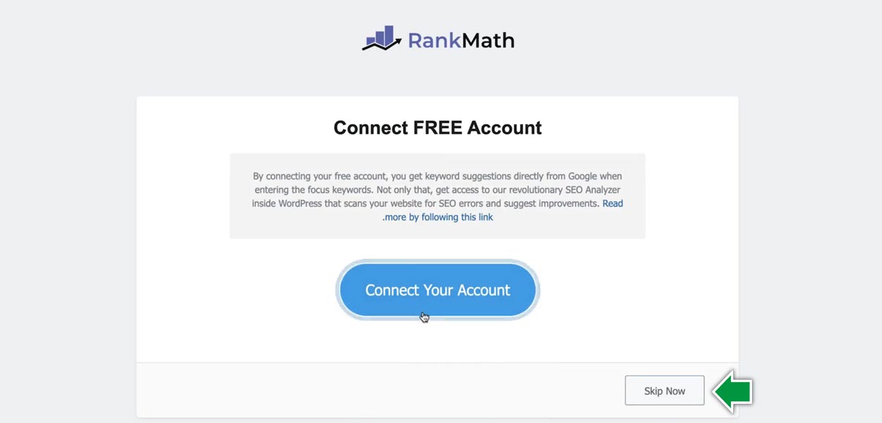 اتصال به حساب کاربری Rank Math