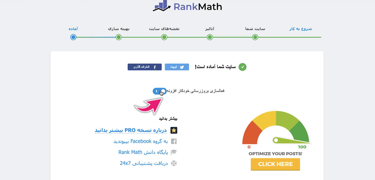 پایان مراحل نصب سریع افزونه Rank Math